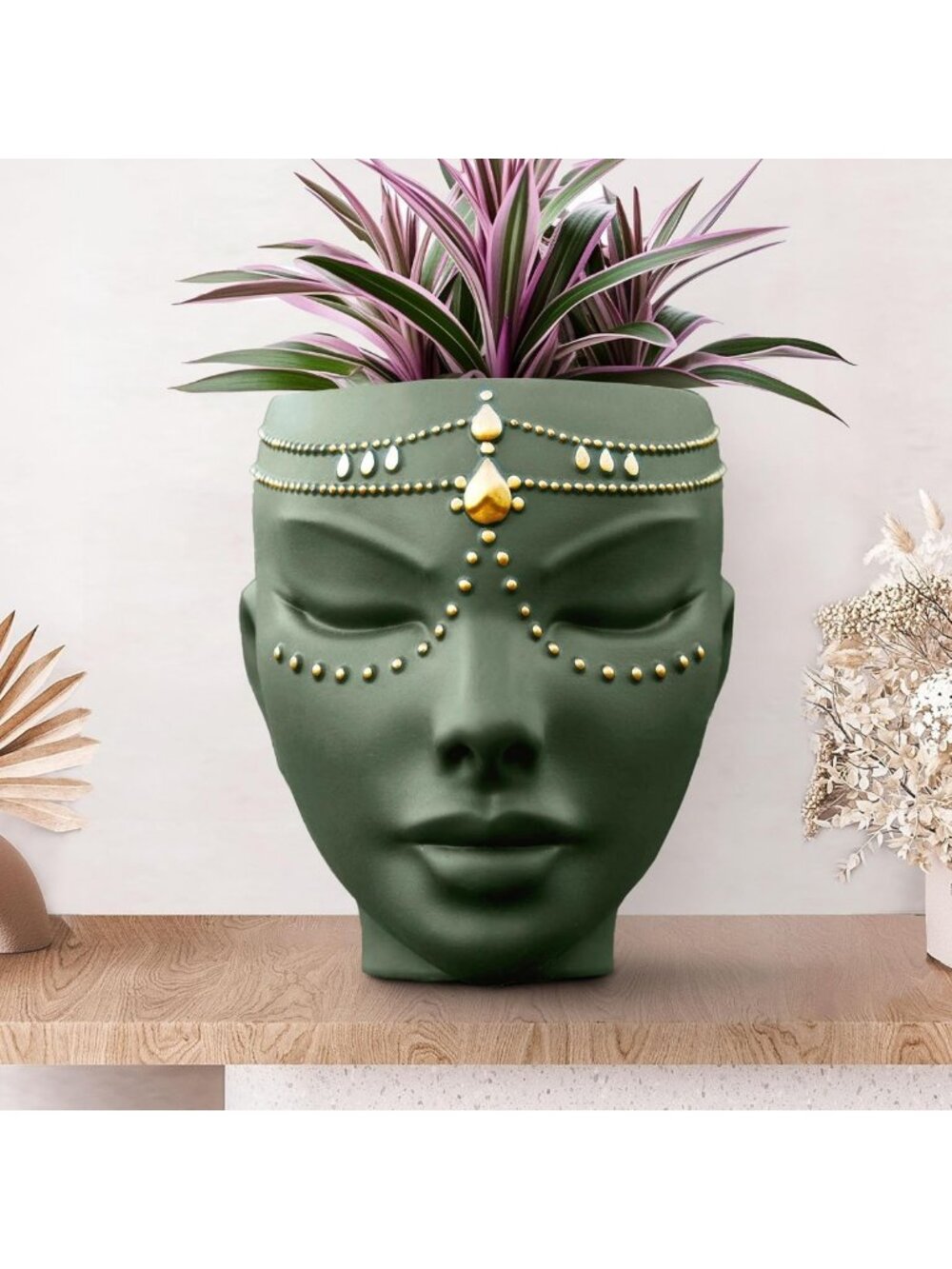 Unique Face Planter for Indoor/Outdoor Decor - 7" Succulent & Flower Holder